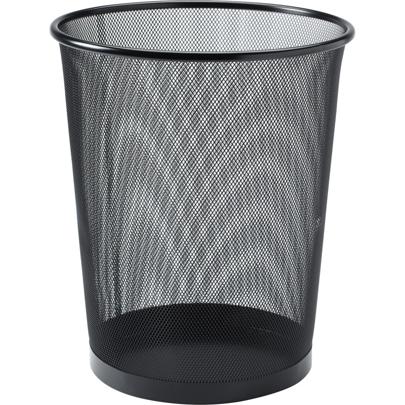 Black Steel Mesh Round Office Waste Bin
