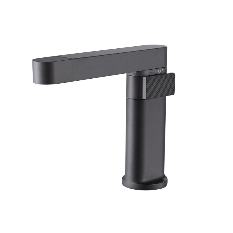 Modern Pull-Down Bathroom Sink Faucet, Single Hole 1-Handle Retractable Sprayer Faucet With 360° Swivel Spout, Gun Gray