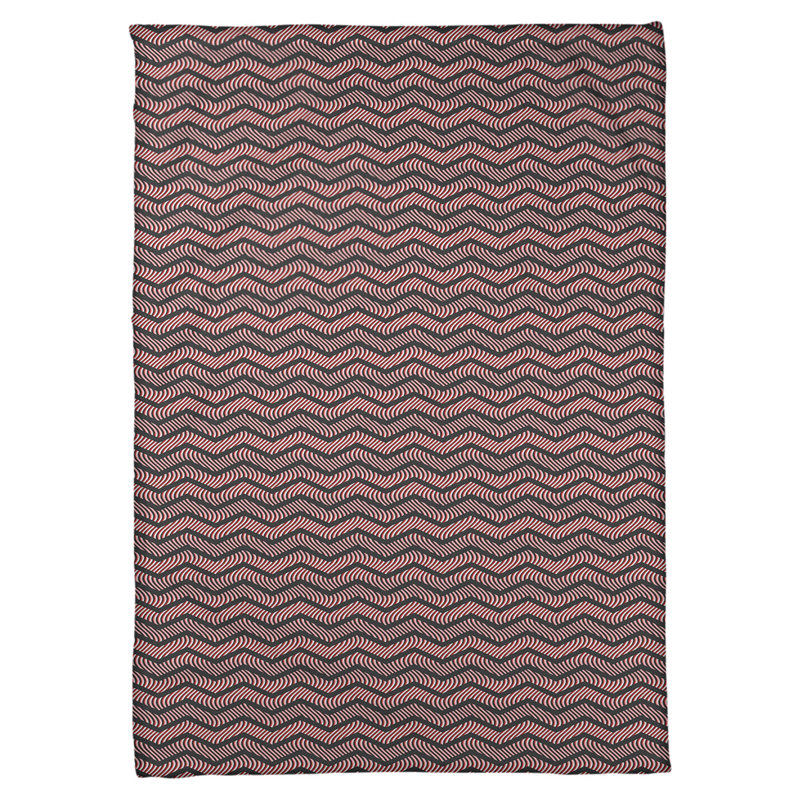 Couverture polaire à chevrons ondulés, l 60 po x L 80 po, Noir / rouge
