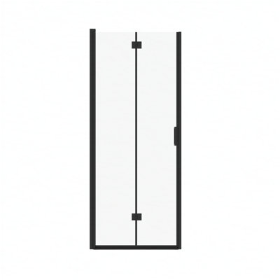 Semi-Frameless Folding Pivot Hinged Shower Door 32-33.2 in. W x 72 in. H,1/4" (6mm) Tempered Glass,Bathroom Bifold Panel, Reversible Installation,Matte Black