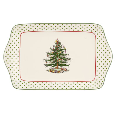 Plateau de Noël à pois 12 po