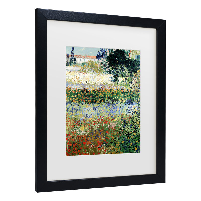  Art mural encadré - Décoration murale «Garden in Bloom» par Vincent Van Gogh, 22" H x 18" W, Cadre noir