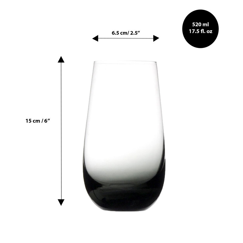 Gem Highball Glass 17 oz, Black/Clear