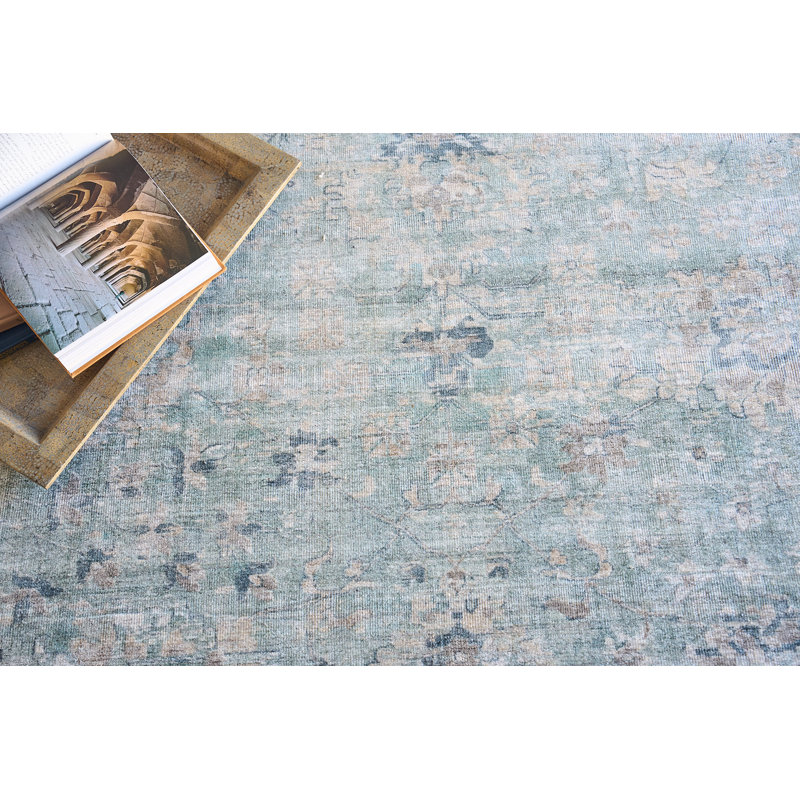 Oriental Area Rug in Blue, Rectangle 6' x 9'