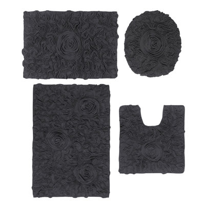 Orobosa Collection 100% Cotton Tufted Machine Washable Bath Rugs (Set of 4)