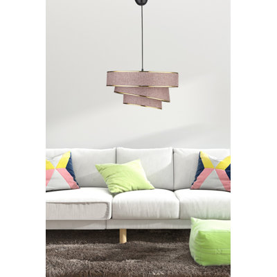 Elegant Adjustable Chandelier with Fabric Cap, Brown & Gold, 15.7 in Diameter x 8.3 in Height | Max 40W E27 Socket (Bulb Not Included) | Versatile Design for Living Room, Dining Room & Entryway, IP20 Rated