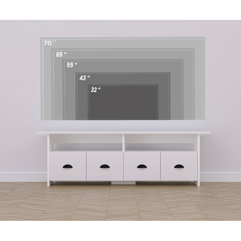 Breanah 63'' W TV Stand Media, Wooden White