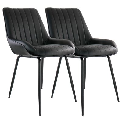 Corrigan StudioÂ® 2 Piece Faux Leather Tufted Chair In Black With Black Metal Legs -  EFB4B56CC6E0455CA2066F6DFE097920