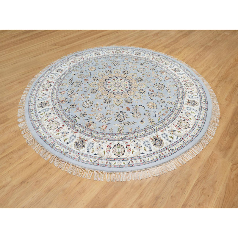 Tapis rond en laine et en soie noué à la main 9 pi x 9 pi bleu Kain 250 KPSI 0816E1CFA1104BCA8039FCA8834AA883
