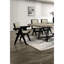 Chaises à accoudoirs contemporaines noires 2 pièces pour salle à manger avec revêtement gris et structure en bois massif-116736759