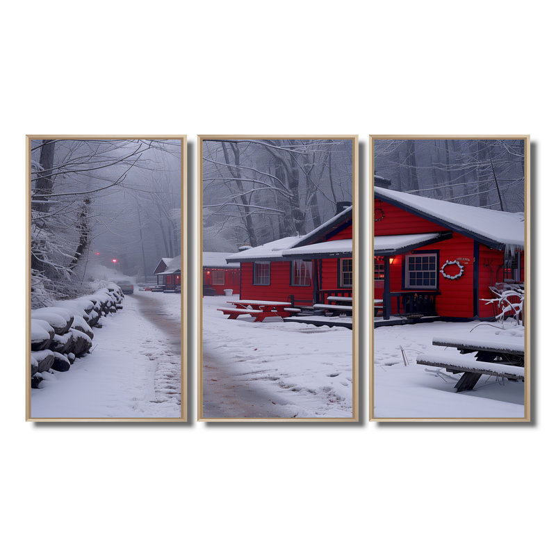 Winter Hotel Cozy Chalet II - Ensemble de décoration murale hôtels et lodges, H 28 po x l 36 po x P 1 po