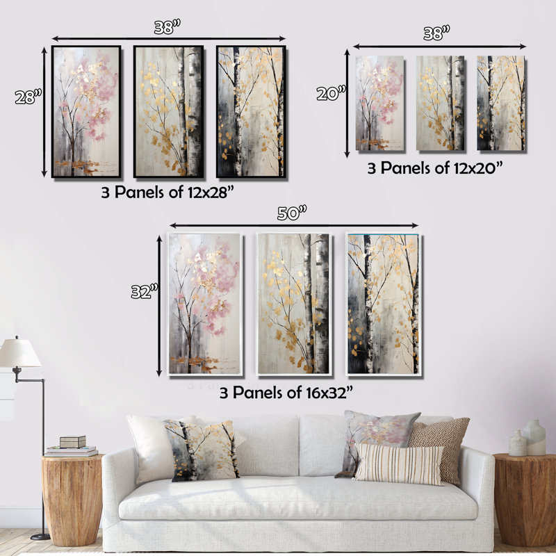 Ensemble 3 pièces - Blossom Tree Whispers of Pink, Toile tendue, H 28 po x l 36 po