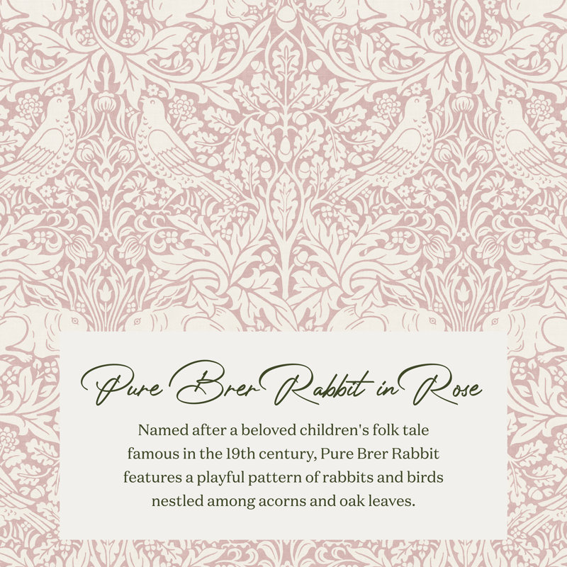 Morris & Co. x Namesake Tuffet Storage Ottoman, Pure Brer Rabbit in Rose w/Dark Wood Ball Feet