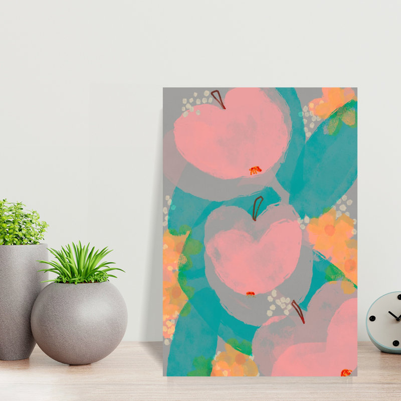 Art mural rose et rose, H 18 po x l 12 po