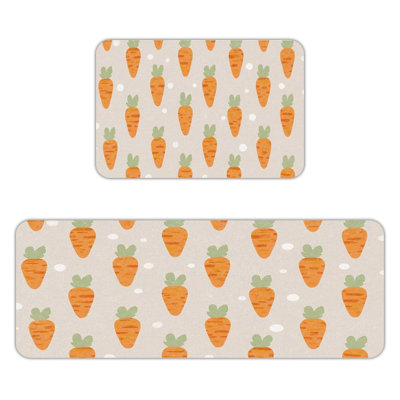 Carrot Pattern, Kitchen Mats Set of 2