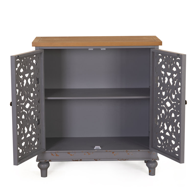 Buffet décoratif 2 portes Ewalt, Gris, H 34,3 po x l 31,5 po x P 15 po