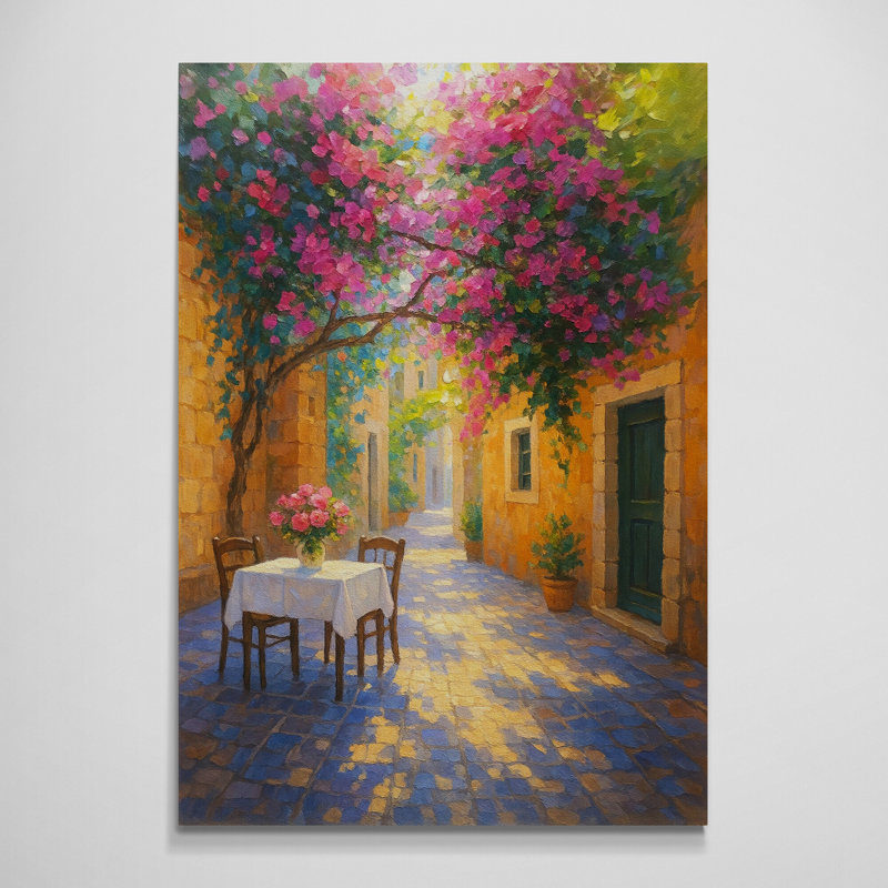 Table for Two in the Shade Wall Art - Canvas Framed Print, 61 cm H x 41 cm W
