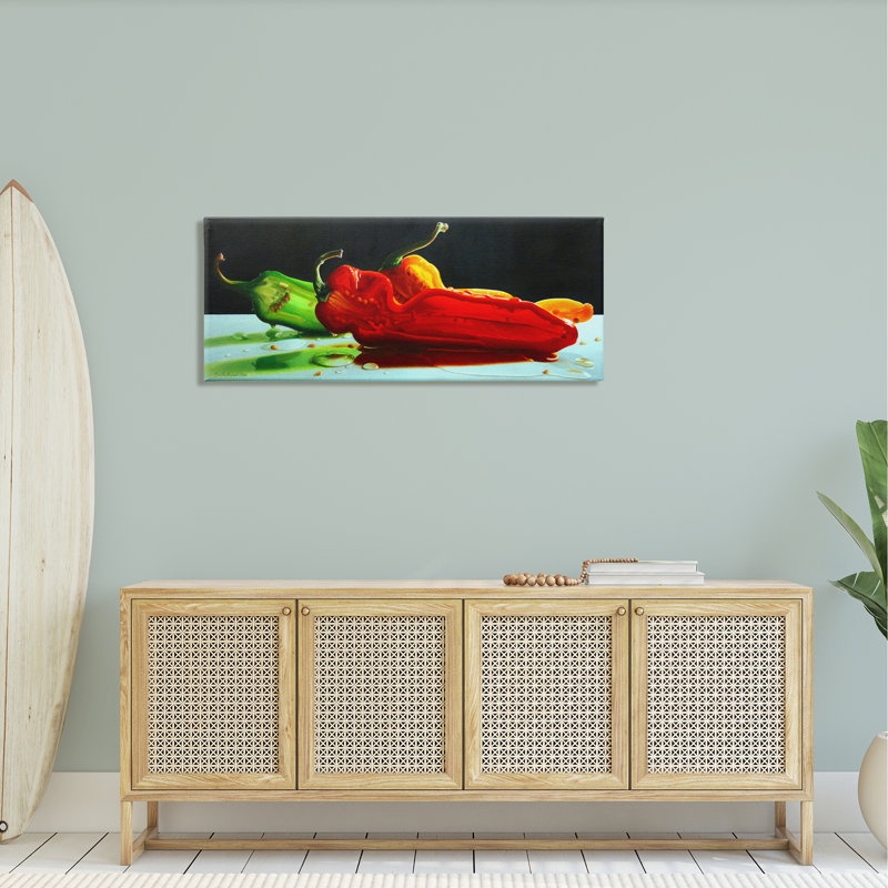 Nourriture pour légumes Bold Modern Peppers Still Life Kitchen - photographie sur, H 20 po x l 48 po x P 1,5 po