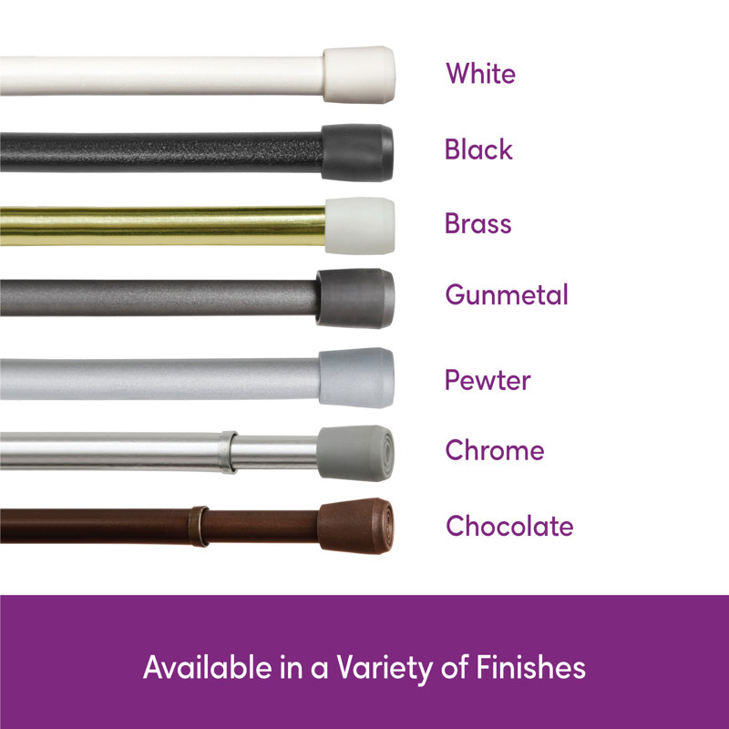 Spring Tension Rod, Adjustable Length, 7/16" Dia. Steel Tube - Basics by Wayfair™, 28" - 48", Gun Metal