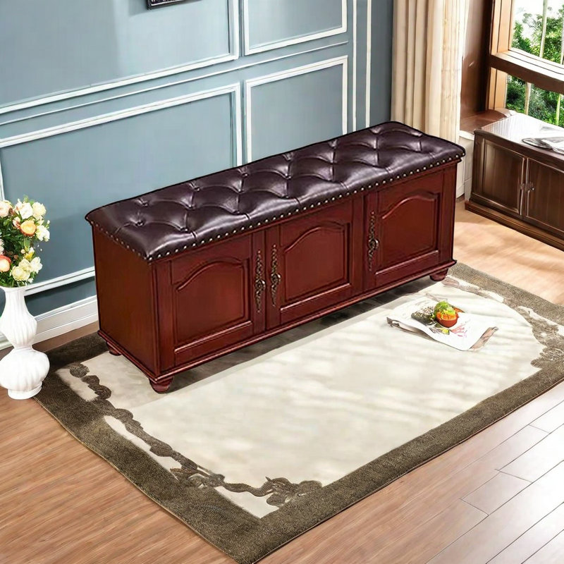 Retro Simple Shoe Stool 9 Pair Shoe Storage Bench, Brown/Dark Brown