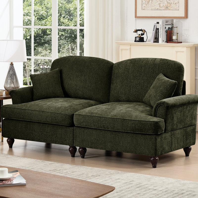 Confortable avec un design Mid-Century, un coussin incurvé et des volants amovibles pour la décoration intérieure, des accoudoirs évasés confortables, des dossiers en forme de fleur, de petites jupes détachables