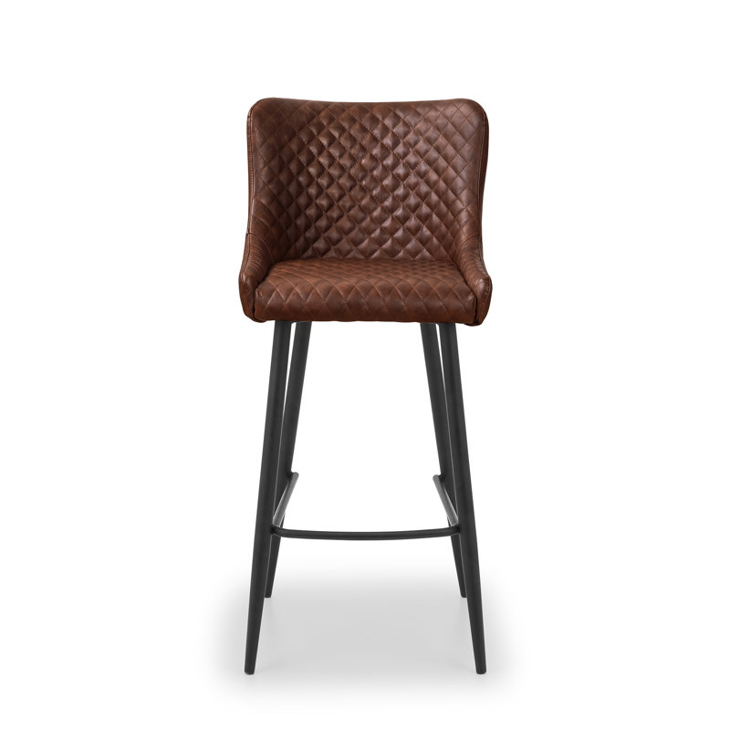 Precilla Upholstered Counter Stool with Metal Frame, Brown
