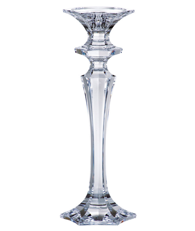 Crystal Tabletop Candlestick, 12" H x 3.8" W x 3.8" D