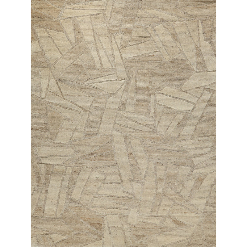 Boma hand-knotted Wool Beige Area Rug, 9'X12'