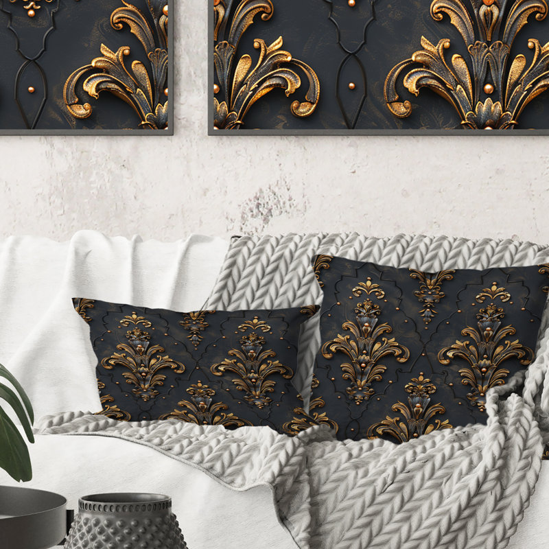 Glam Damask Motif II - Coussin Glam, H 18 po x H 18 po