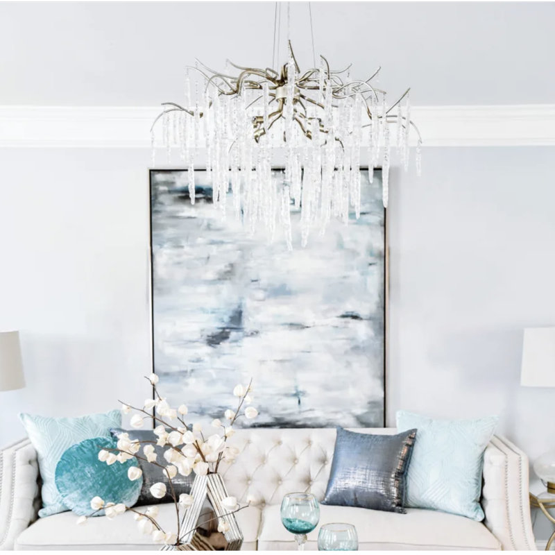 Zapata 12 - Light Dimmable Tiered Chandelier, Aqua Green, 25" H x 49" W x 49" D