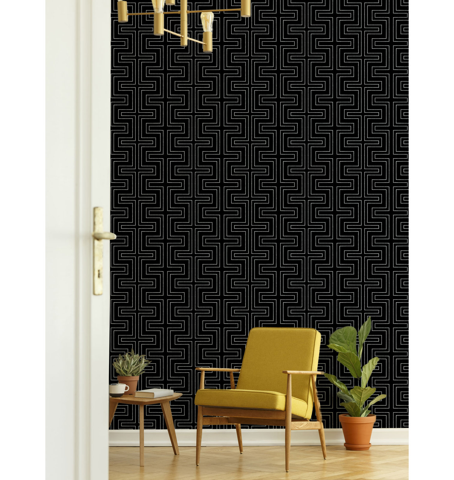 Halsted Self-Adhesive Wallpaper Roll, Onyx, Faux Grasscloth, Non-pasted