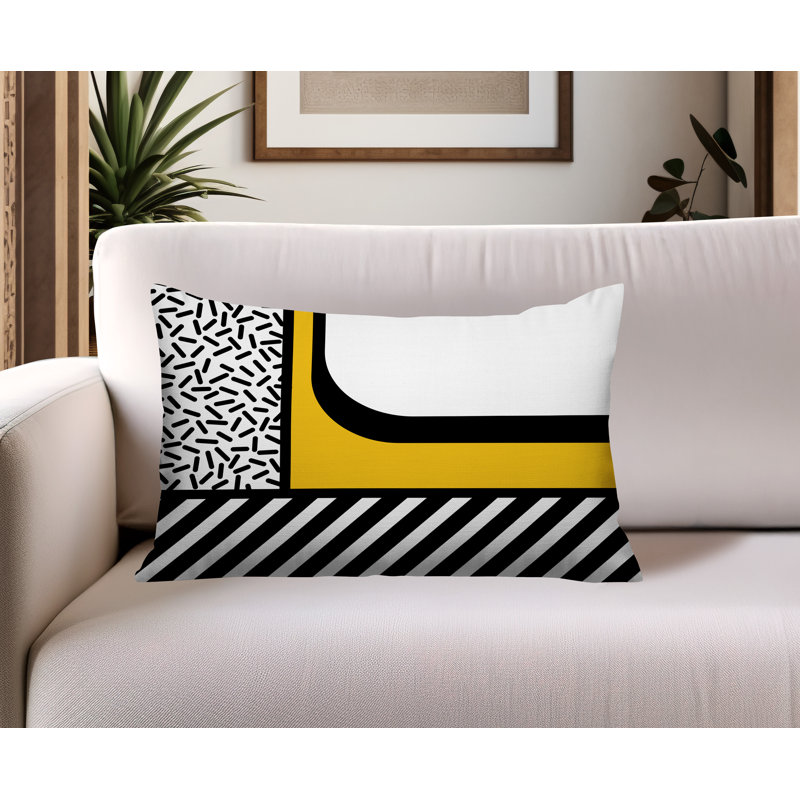 Oreiller rectangulaire réversible intérieur / extérieur Jazzo, Rectangulaire H 14 po x l 20 po, Jaune