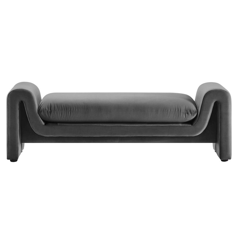 Waverly Gray Velvet 60" Upholstered Bench