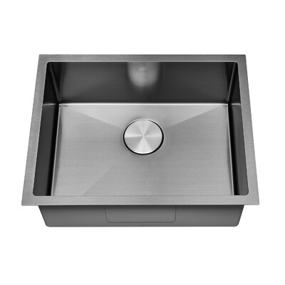 Handmade Nanometre Bowl Black Stainless Steel 23"" L x 18"" W Undermount Kitchen Sink with Basket Strainer -  DAX, DAX-NB2318-R10