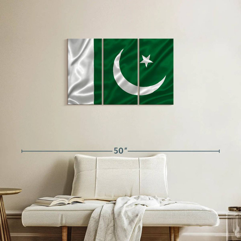 Drapeau pakistanais soyeux, H 20 po x l 33 po
