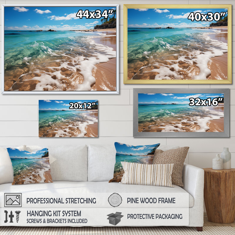 Seaside Rhythms sur impression sur toile, Cadre flottant blanc, H 30 po x l 40 po