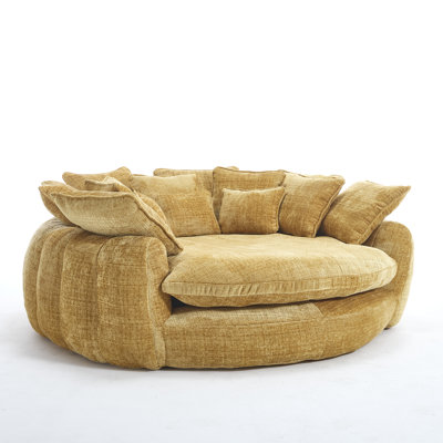 Fauteuil de 55 po de long en mousse de polyester, fauteuil rond surdimensionné, canapé moderne moelleux pour le salon