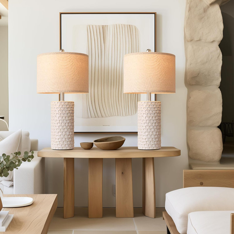 Ensemble de 2 lampes de table modernes en céramique, lampes de chevet rustiques de 23 pouces, parfaites pour le salon, la table de chevet ou la table de bout