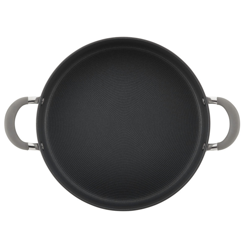 Elementum Hard-Anodized Nonstick Covered Sautéuse, 4 Quart, Oyster Gray/Clear/Silver