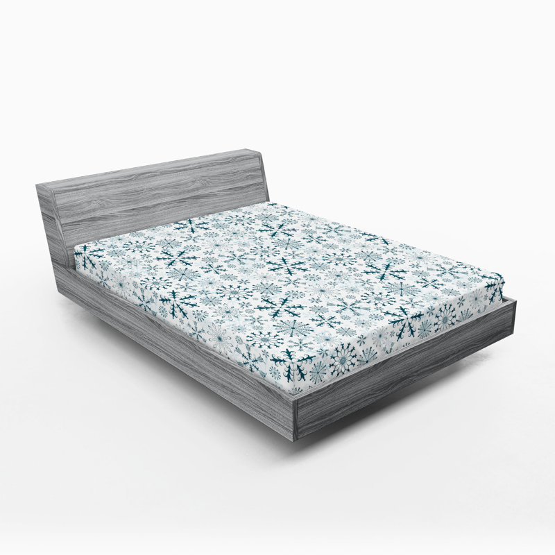 Drap-housse orange Ambesonne, Drap-housse de taille double, Bleu sarcelle / blanc floral