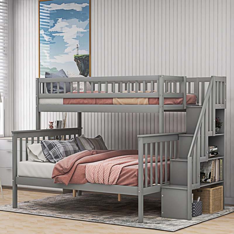 Stairway Bunk Bed With Storage, Grey