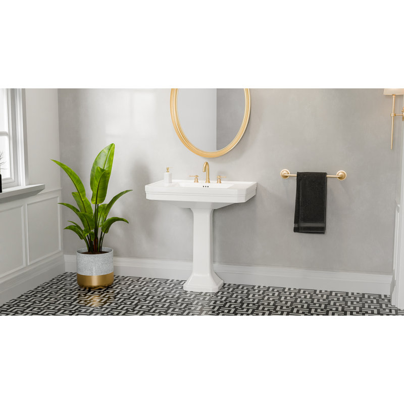Évier sur pied l 32 po x H 35 po Aqua, perçage de robinet 8 po Aqua, Robinet à large entraxe