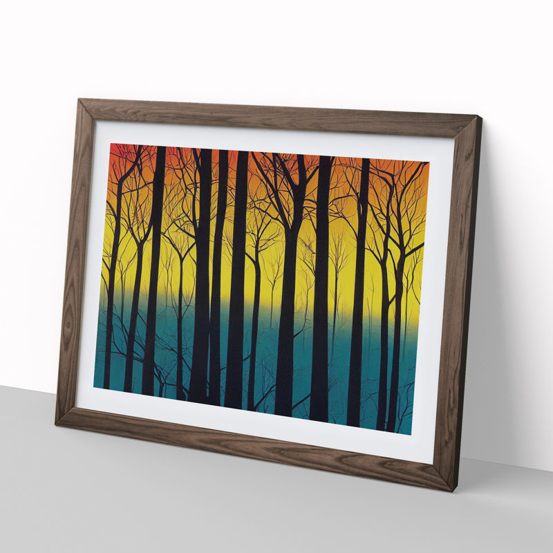 Art Deco Spring Forest Vol.2 - Single Picture Frame Print, 25cm H x 34cm W, Brown