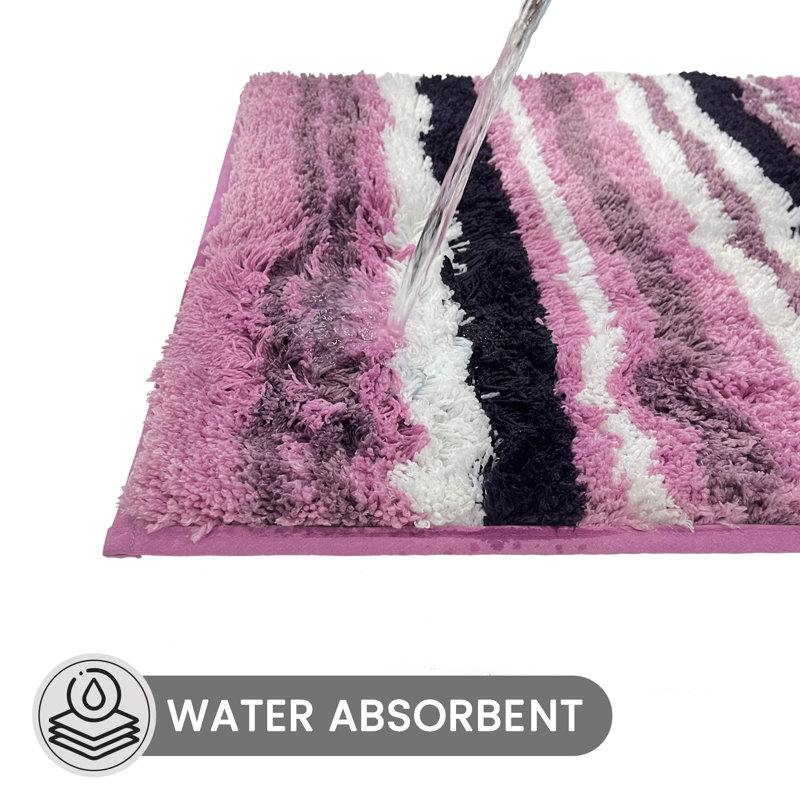 Tapis pour salle de bain 100% polyester griffé Griffie, Rectangle 20 po x 60 po, Mauve