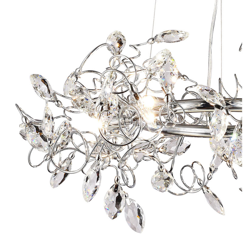 Lustre 6 lumières en chrome avec cristaux transparents