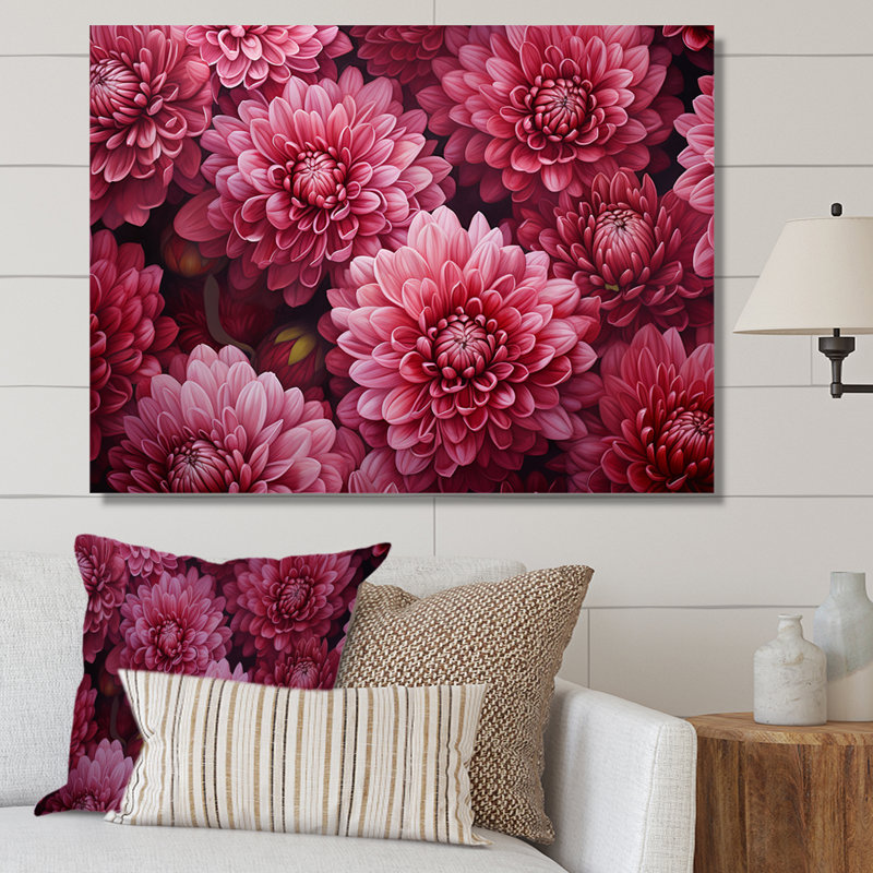 " Mums Musing Mellow Maroon ", 30" H x 40" W x 1.5" D, Wrapped Canvas