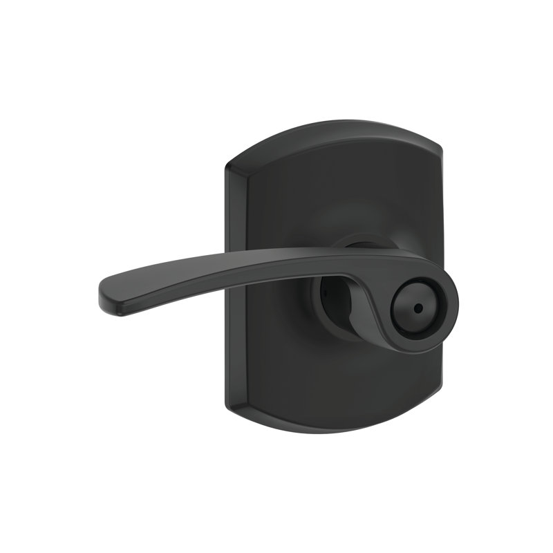 Merano Lever with Greenwich Trim Bed and Bath Lock, Matte Black