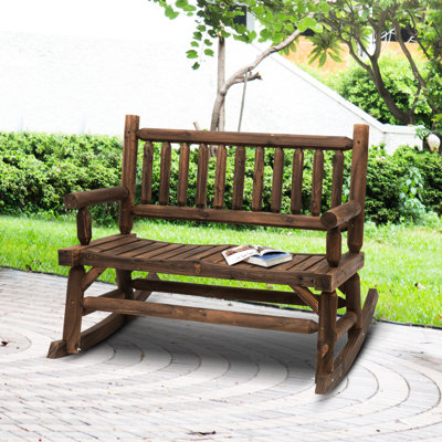 2 chaises berçantes pour l'extérieur avec apparence de bûches - robuste, siège large pour patio, cour arrière, jardin en noyer, paire de personnes, structure de patio et de mobilier à thème, siège généreux, fonction de dossier