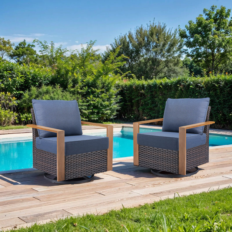 6" Outdoor Cushions For Patio Furniture, 22X24x6 Thick Seat Cushion Set Of 4, Fade Resistant Couch Chair Replacement Cushions High Density Deep Wicker Chair Cushion W/Removable Cover