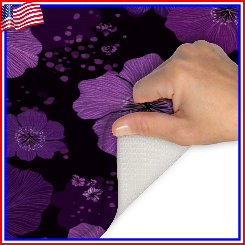 Floral Bath Mat Nature Bathroom Decor Bohemian Boho, Single - 21" L x 34" W, Purple Floral 3